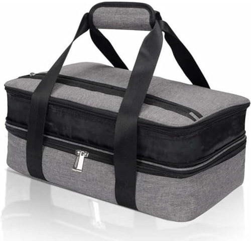 Portapiatti caldi, Porta casseruola coibentato, Borsa termica espandibile per doppia casseruola termica per cibi caldi o freddi, adatta per teglia da 9x13 pollici