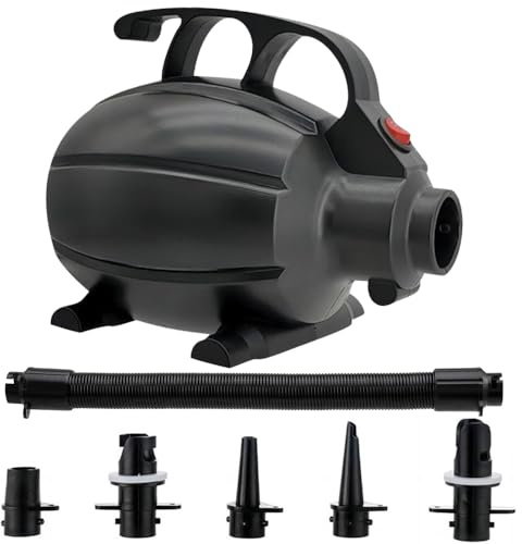 Elektrisk luftpump, elektrisk 600 W sugpump, elektrisk pump med 5 munstycken, luftmadrass för uppblåsning, lufttrack-matta, simringar, båtar, uppblåsbar pool, SUP-bräda