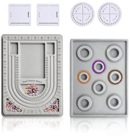YMTWSRY 2 PCS Bead Board, Flocked Beading Mat with Kumihimo Disk Jewelry Making Tray Jewellery Making Supplies for Necklace Bracelet Bead Layout and Sorting
