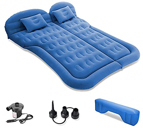 Ergocar Matelas Pneumatique de Voiture SUV Multifonctionnel Pliant Siège Air d'auto Lit MPV Gonflable de Siège Arrière Lit Voiture pour Camping Piscine Plage Voyages (Bleu)