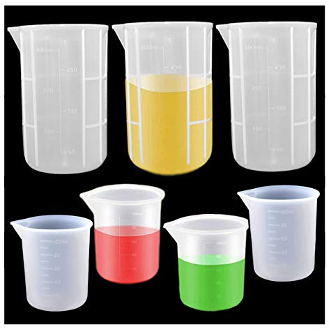 Misurini in Silicone,Saijer 7 Pcs Silicone Traslucido Riutilizzabili Bilancia Precisa per Laboratorio Fai da te Artigianato Resina Epossidica(350ml/100ml)