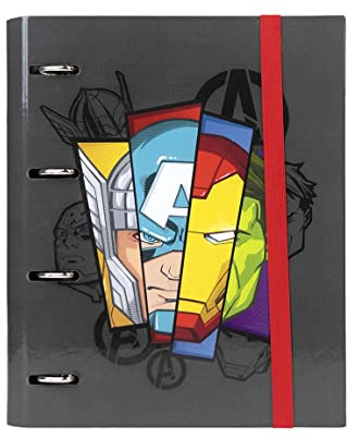 CERDÁ LIFE's LITTLE MOMENTS - Archivador 4 Anillas Niño de The Avengers con Tapa Dura y Cierre con Goma - Licencia Oficial Marvel, 2700000262
