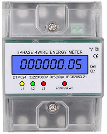 3 phases 4 fils Rail DIN compteur électrique LCD rétro-éclairage Double LED 5-80A 35mm école bureau bâtiment jauge wattmètre