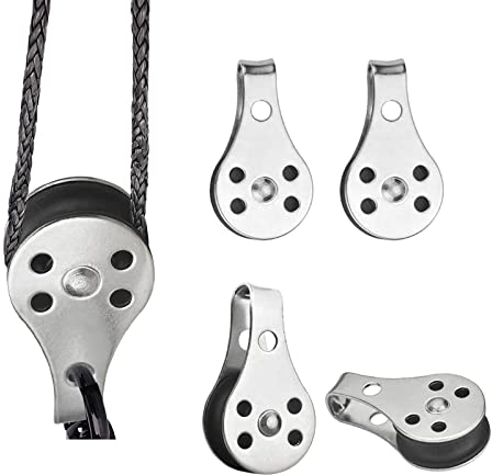 4 Stück Seil für Flaschenzug, Umlenkrollen aus Edelstahl, Schalen Riemenscheibe Roller, Seilrolle Umlenkrolle Set, Flaschenzug Einzelsatz, für Große Kajaks, Kanus, Fabriken, Gebäude Usw