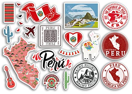 Foglio A5 adesivo Perù Adesivi in vinile - Sud America Paesi di riferimento vacanza Timbro mappa estate bandiera viaggio città bagagli Scrapbooking #79024