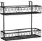 2 Stufen Blumenständer aus Metall, Balkonkasten mit Geländer zum Aufhängen, Blumenregal mit 2 verstellbaren Haken, Balkongeländerkorb für Balkon & Veranda, 60 x 33 x 59 cm, Schwarz