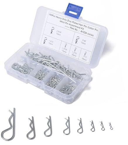Edelstahl Splinte Set R,100 Stück Clips Splinte Sortiment Kit,Splinte Federstecker Set,Federstecker R Clips,Verzinkter R Clips Splinte,R-Typ Federsplinte,Federsplinte Edelstahl 304,R-Clips,6-Größen