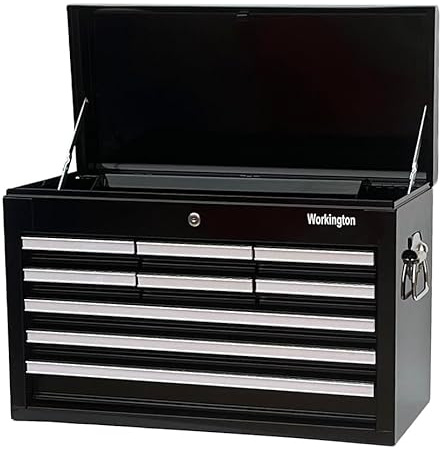 Workington Professioneller industrieller tragbarer Werkzeugkasten aus Metall mit 9 Schubladen, 66 cm, 9 Schubladen, Werkzeugschrank mit Kugellager-Schubladenschienen, Stahl-Werkzeug-Aufbewahrungsbox,