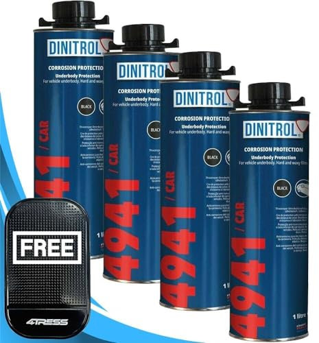 Dinitrol 4941 4 x1 Litre Underbody Chassis Rust Proofing Black - Self Healing Abrasion Resistance Car Underbody Underseal Coating with 4Tress Non Slip Car Dash Mat (4T-4L-4941)