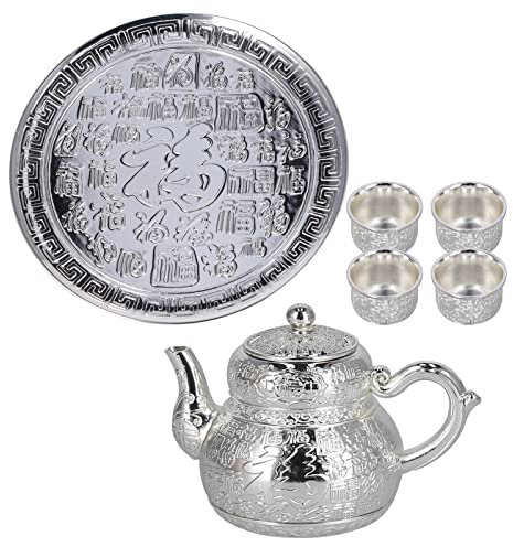 Metall Tekanna Set, 7 St Vintage Turkisk Kaffekanna Te Service Set Hantverk Tebricka Tekanna Med Tekanna Tebricka Lock Koppar För Inredning Av Vinskåp, Bröllopspresenter