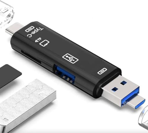 Orco SD Card Reader, Dual Connector USB C Card Reader USB 3.0 Memory Card Adapter - Supports SD/SDXC/Micro SD/Micro SDXC/SDHC/MMC/RS-MMC/UHS-I, Compatible with MacBook Pro,Air,iPad Pro,Galaxy etc. (1)