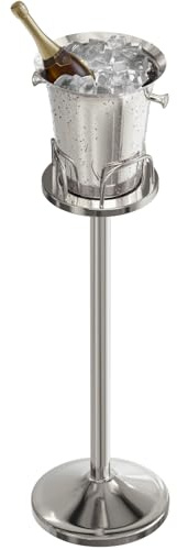 Ice Bucket with Stand Standing Champagne bucket for Party Stainless Steel Wine Bucket Wine Cooler with Stand 5L Wine Chiller for Bar Ktv Weding