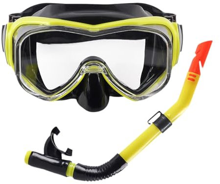 JISADER Tauchmasken-Schnorchelset, professionelle leichte Schwimmmaske für Männer und Frauen für Erwachsene, Taucherbrille, zum Schwimmen, Wassersport, Gelb Schwarz