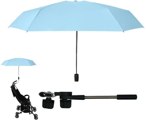 Paodduk Clip Umbrella for Stroller,Clamp- 360° Adjustable Stroller Sun Shade - UV Protection UPF 50+ Clip Chair Umbrella for Baby Strollers, Pushchair Pram