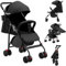 Kinderwagen 2-in-1, Zusammenklappbar Kinder Baby Buggy, Zweckmäßiger Leicht-Buggy mit mit Faltbarem Verdeck und 5-Punkt-Sicherheitsgurt, Stoßfesten EVA-Schaumrädern, Sitzen und Liegen (Schwarz)