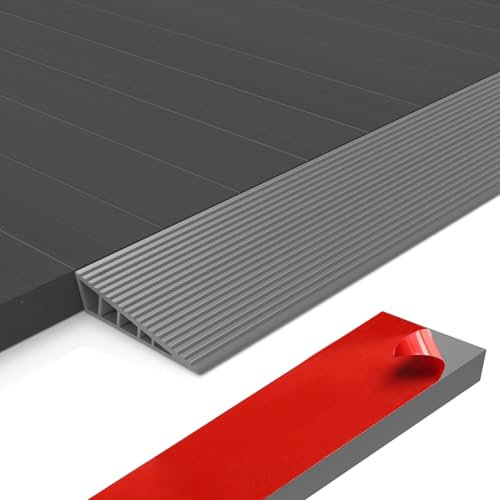 Zilchx Türschwellenrampen 100x10x2.5cm, Selbstklebende Schwellenrampe aus Vollgummi, rutschfeste Rollstuhlrampe für Türschwellen, Saugroboter, Rollstuhl, Kinderwagen, Rollator & e Scooter, Grau