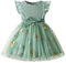 JiAmy Girls' Dresses Flower Embroidery Knit Tulle Toddler Dresses Flying Sleeves Girls Party Dress for Kids 3-4 Years, Green Flower