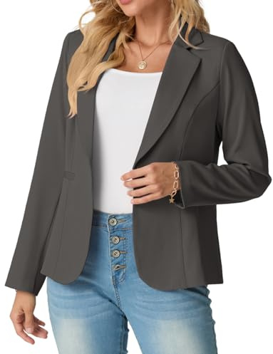 GRECERELLE Womens Blazer Suit Long Sleeve Ladies Jackets Casual Elegant Work Office Blazers Work,Wedding with Buttons Pockets for Women UK 8-20