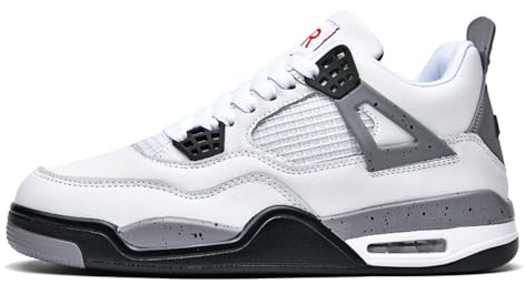 Scarpe da ginnastica per uomo e donna Air 4 retrò classiche, scarpe da basket per bambini, scarpe da skate casual leggere antiscivolo, lavoro, corsa, camminata , Bianco/grigio , 36 2/3 EU