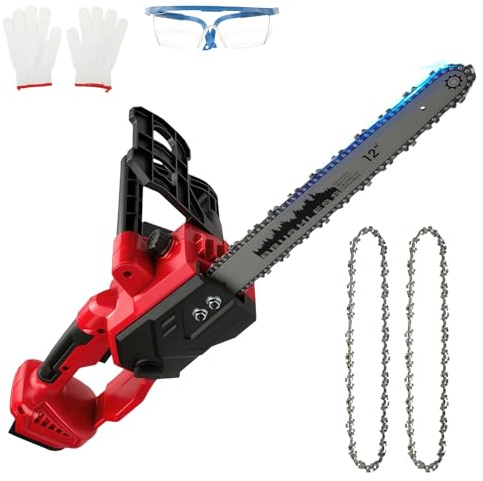 Motosega a batteria da 12 pollici per Milwaukee 18 V M18 (senza batteria), motosega elettrica portatile senza spazzole, piccola motosega a mano per tagliare rami, tagliare il legno e tagliare alberi