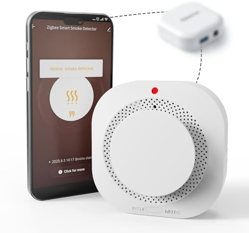 WARROXIDE ZIGBEE Smoke Detectors for Home,Photoelectric Fire Alarms Battery Powered,Portable Smoke Alarm with Test/Mute Button(ONLY Work with TUYA Gateway,1 PCS(NOT Included Battery)