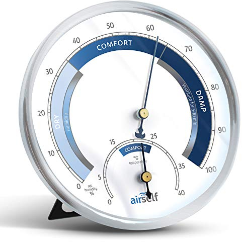 airself Thermo-Hygrometer, Analoge Raumklimakontrolle mit Mehrzonenanzeige, Raumthermometer und Feuchtigkeitsmesser