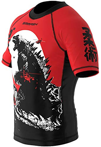 SMMASH Zilla Rashguard Junge Kampfsport Kurze, Kids Sport Longsleeve Atmungsaktiv und Leicht, Sportoberteile Kinder für MMA, Krav MAGA, Slim Fit Funktionsshirt, Hergestellt in der EU (XL)