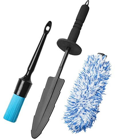 CARMODO® Mikrofaser Felgenbürste extra dünn - Mit wechselbaren Bürstenbezug - Reinigung bis tief ins Felgenbett - inkl. blauem Felgen Pinsel - Wheel Brush