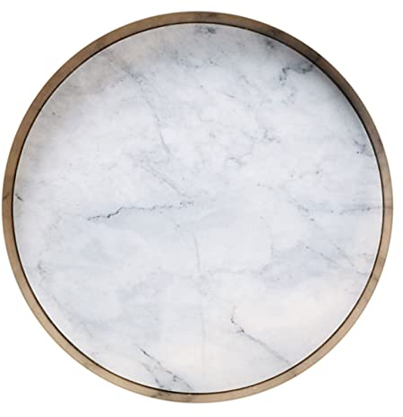 Cabilock Plateau Rond Marbre pour Rangement de Cosmétiques Plateau de Table Style Nordique