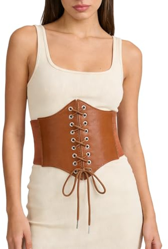 VicSec Ceinture Corset en Cuir pour Femme - Lacets Élastique Rétro Waspie pour Fille