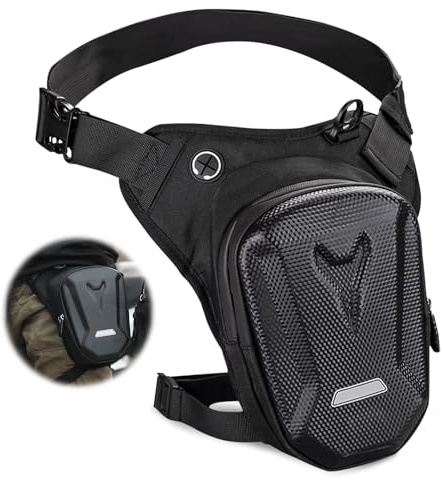 TOATELU Sac de Jambe et Banane 2 en 1 - Étui Rigide Imperméable pour Moto avec Ceinture Réglable - Pour Équitation, Randonnée, Noir