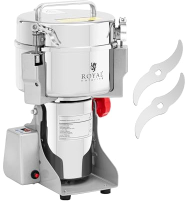 Royal Catering RCMZ-2000D - Macinaspezie elettrico, 2000 g, 21 x 9,5 cm, 3400 W, digitale, macina spezie elettrica professionale