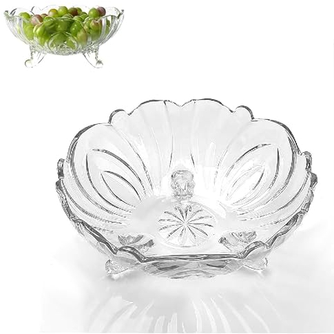 Oceano Centre de table à fruits moderne, panier à fruits, bol en verre transparent 24 x 10,5 cm