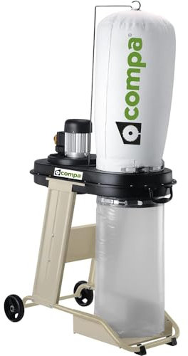ASPIRATORE TRUCCIOLI POLVERE DOPPIO SACCO CARRELLATO 600m3/h 550W 65Lt COMPA