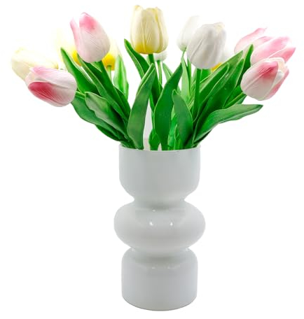 Jarrón geométrico de cristal, moderno hidropónico, tulipán, decoración para casa, oficina, boda (blanco)