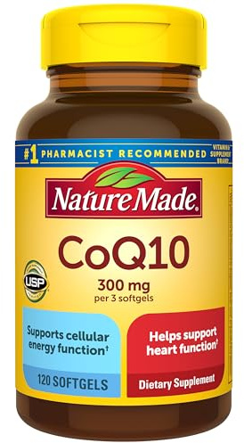 Nature Made CoQ10 300mg per 3 Softgels, CoQ10 Supplement for Heart Health & Antioxidant Support, 120 Softgels, 40 Day Supply