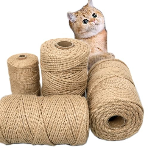 Treadstar, sisalrep för klösträd, naturligt jutesnöre, sisalrep, snöre, trädgårdssnöre, paketsnöre, hamprep, katttillbehör, klösträd, 100 % naturligt hamparep (8 mm – 20 m)