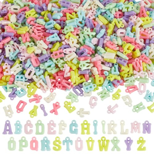 CRAFTYMELODY 1000 ciondoli in acrilico opaco con lettere miste pendenti colorati e carini perline da appendere