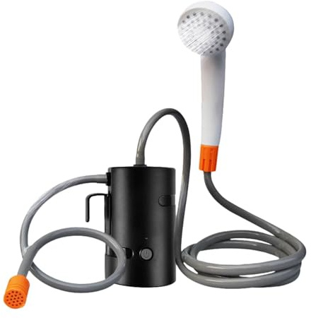 INACMWIH Bomba de ducha portátil para exteriores, camping, para viajes, mochileros, cámper, color negro, sin manguera remota, 1,8 m