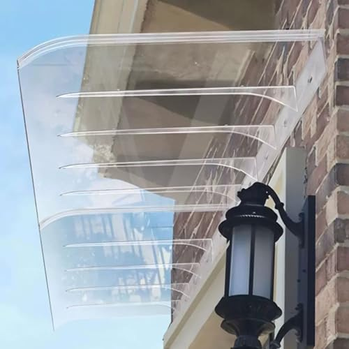 Transparent Polycarbonate Door Canopy Silent Window Awning Arched Entrance Cover Outdoor Shade for Doors & Windows Home Facade Protection (L40xW50cm / L15.7xW19.7)