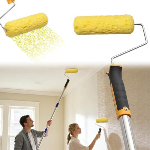 Texture Roller, 134 cm Long Textured Paint Roller 2-in-1 Handle Concrete Stamp Roller Easy to Clean Pattern Texture Paint Roller Paint Rollers with Extension Pole for Walls, Floor Tiles YQTZDDHM