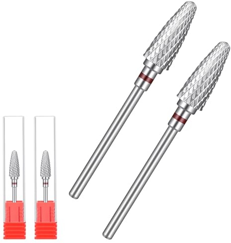 TIESOME 2 Stück Nagelfräser Bits, 3/32 Wolframstahl Fräser Bits für Entfernen Gelnägel, Acryl Maniküre Pediküre, Nagelhautentferner