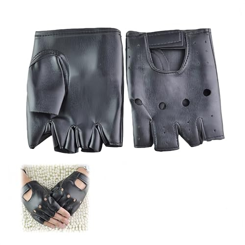 Ymswjgj punk handskar fingerlös biker rocker halvfinger läderhandskar PU-läder bilförare ofodrade körhandskar fingerlösa halvfinger bilförare handskar läder