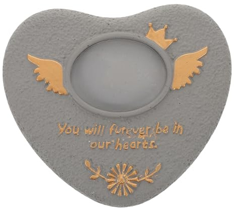 HEMOTON Pierre Tombale pour Animaux de Compagnie de Cœur, Stèle Commémorative Grise Résistante aux Intempéries, Monument Funéraire Extérieur pour Chien, Plaque Personnalisable pour Jardin,