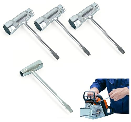 Juego de Llaves para Bujías de 4 Piezas, T-Type para Cortacésped, Motosierra y Herramientas de Jardinería, Herramienta de Reparación para Motores de 2 Tiempos, 13mm x 19mm