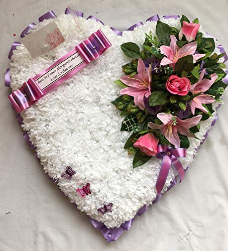 Silky Bouquets Large Heart Silk Funeral Flower Tribute Memorial (Red)