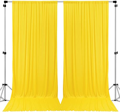 AK Trading CO. Paneles de Cortinas de poliéster con Bolsillos para Barra, de 10 x 10 pies, para Ceremonia de Boda, Fiesta, decoración de Ventana del hogar, Color Amarillo limón
