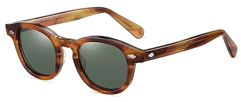 SHEEN KELLY Retro Acetat Ovale Sonnenbrille für Männer Frauen Hochauflösend Polarisierte Round Linse Material