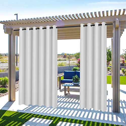ele ELEOPTION Cortinas de Exterior, Cortina de Exterior Impermeable, Cortinas para Exteriores Resistentes al Viento y a los Rayos UV, para jardín, Patio (Blanco Leche (2 piezas/132 X 240CM))