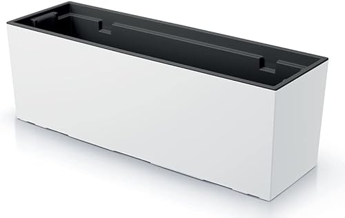 R.G. Blumenkasten Blumentopf Hochwertiger Pflanztrog für Balkon, Terrasse & Garten Pflanzkasten Blumenkübel Urbi Matt Finish mit Pflanzeinsatz (600 Weiß)